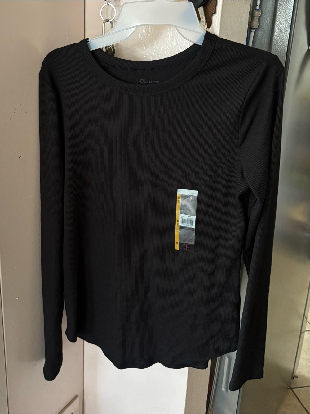 NWT Lot of  2 No Boundaries Pink & Black Ribbed Long Sleeve Crew Tee
